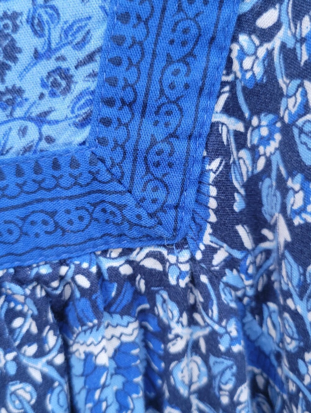 Old Navy Blue Floral Peasant Babydoll Mini Dress Size Sm Boho Cotton Puff Sleeve - Picture 12 of 16